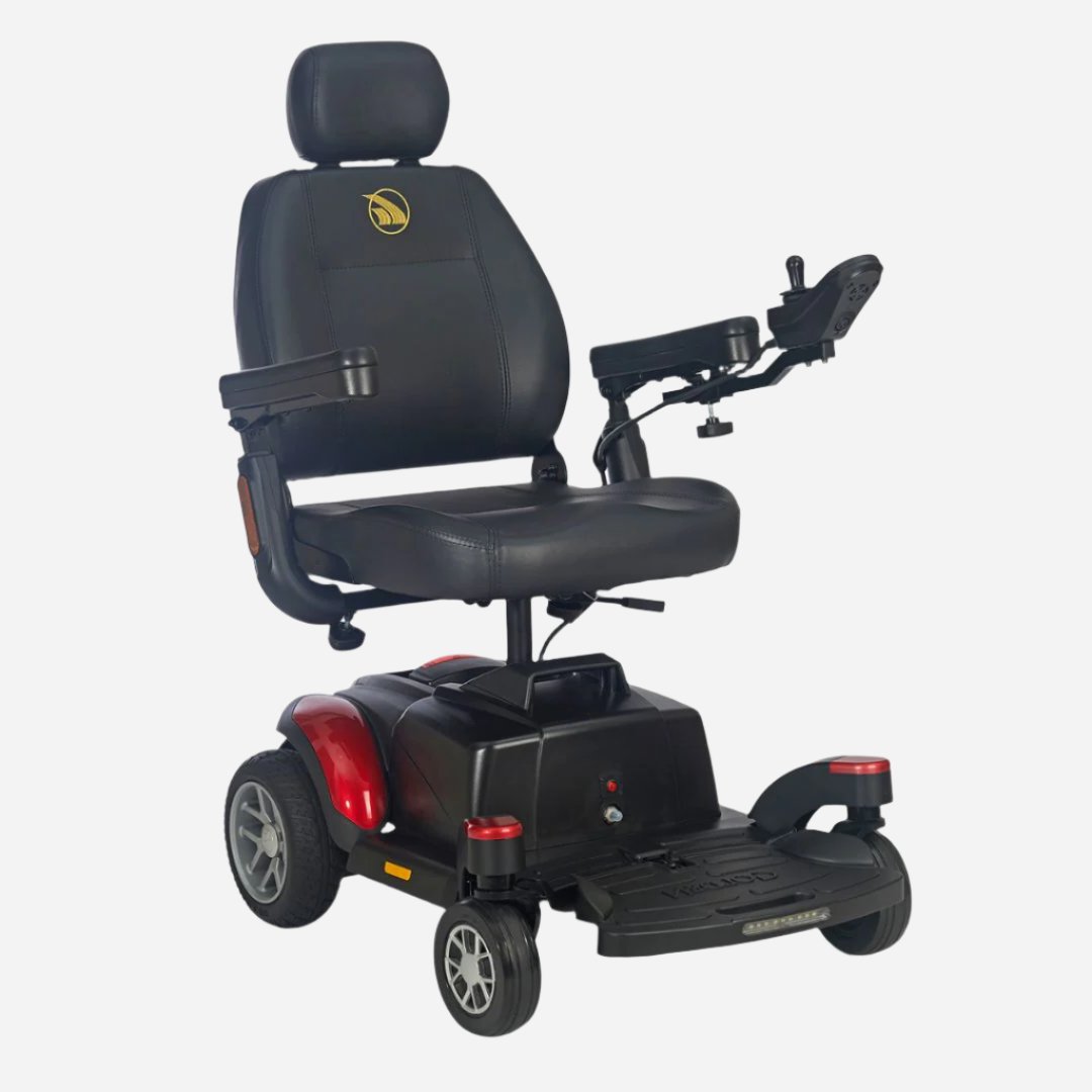 Enjoy full-time luxury on the go in the new BuzzAbout! Perfect for travel, the BuzzAbout power wheelchair is in a class all its own in our popular BuzzAround series of mobility products. The BuzzAbout has a stylish captain’s seat with contoured support and higher back for longer seating tolerance and comfort.