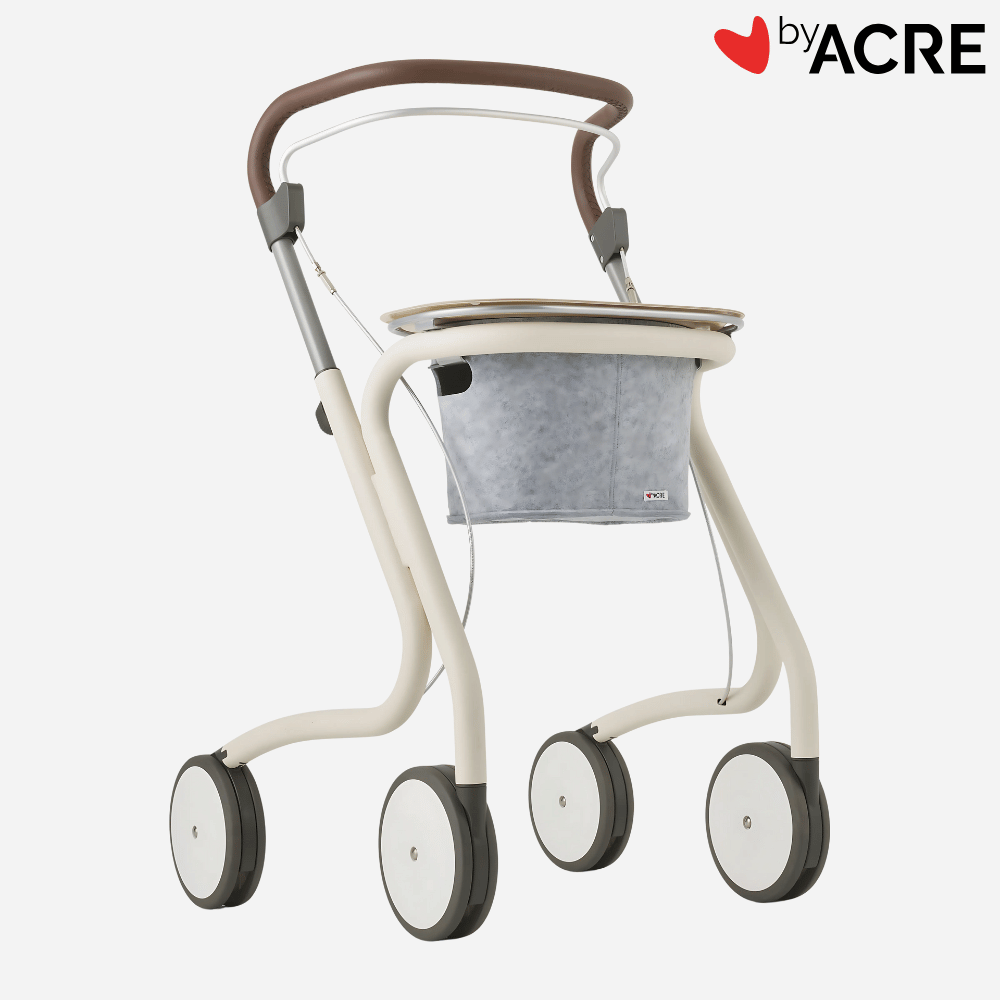 byAcre Scandinavian Butler Indoor Rollator with Tray and Basket