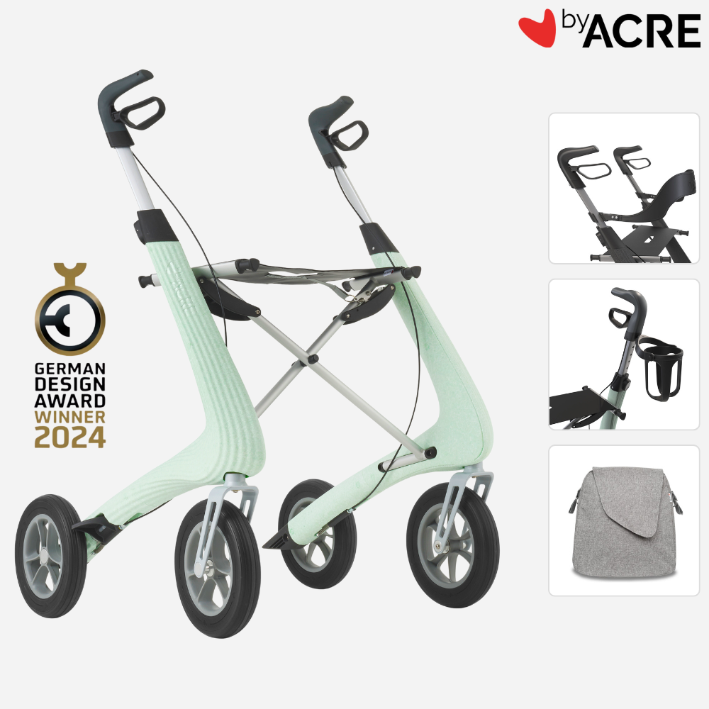 ByAcre Nordic Pioneer Rollator Bundle: Weekend Bag, Backrest, and Cup Holder