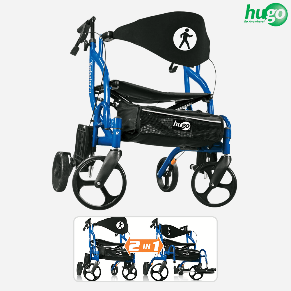 Drive Hugo Navigator Side-Folding Rolling Walker & Transport Chair