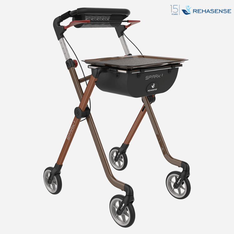 Rehasense Spark Indoor Rollator with Soft Wheels, Basket, and Net Bag