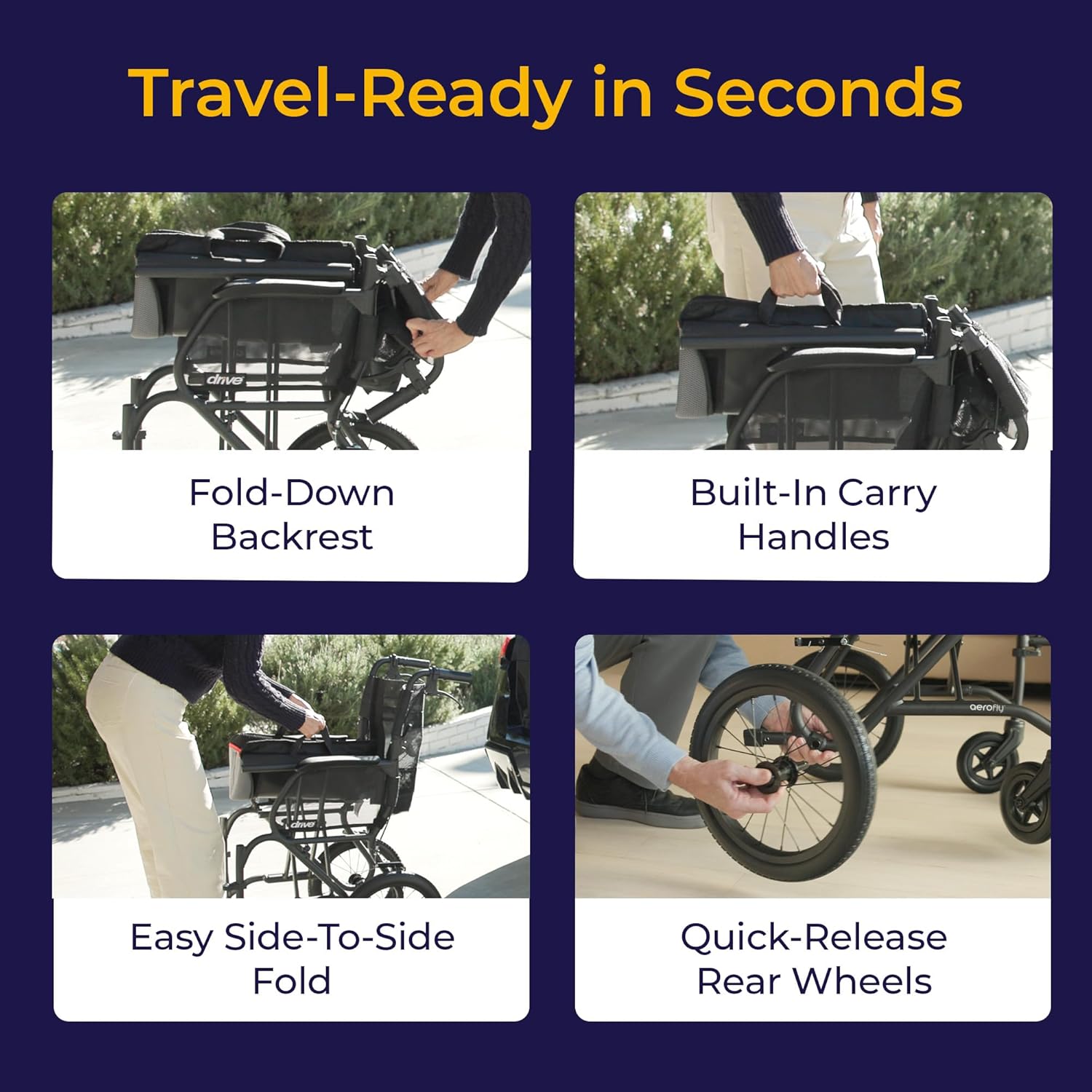 NEW! Drive Medical Drive Medical AeroFly™ Ultra-Lite Transport Chair, 13.3 bs. Frame, 250 lbs Cap., Best Seller 2026
