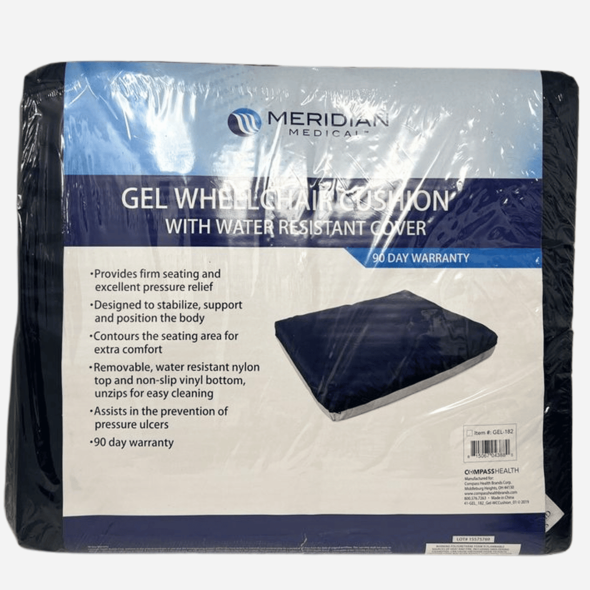 Drive Medical Meridian Optimum Comfort Gel Cushion, level entry wheelchair cushion, daily use, in stock