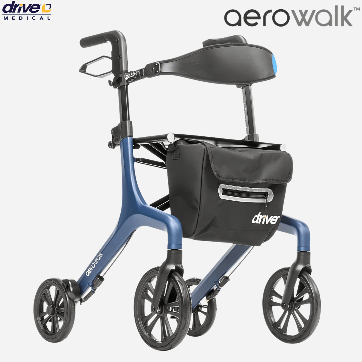 Drive Medical AeroWalk Ultra-Lite Rollator W/ Bag & Basket, 14.5 lbs, 330 lb. Cap,  Stylish Design, ,Best Seller!