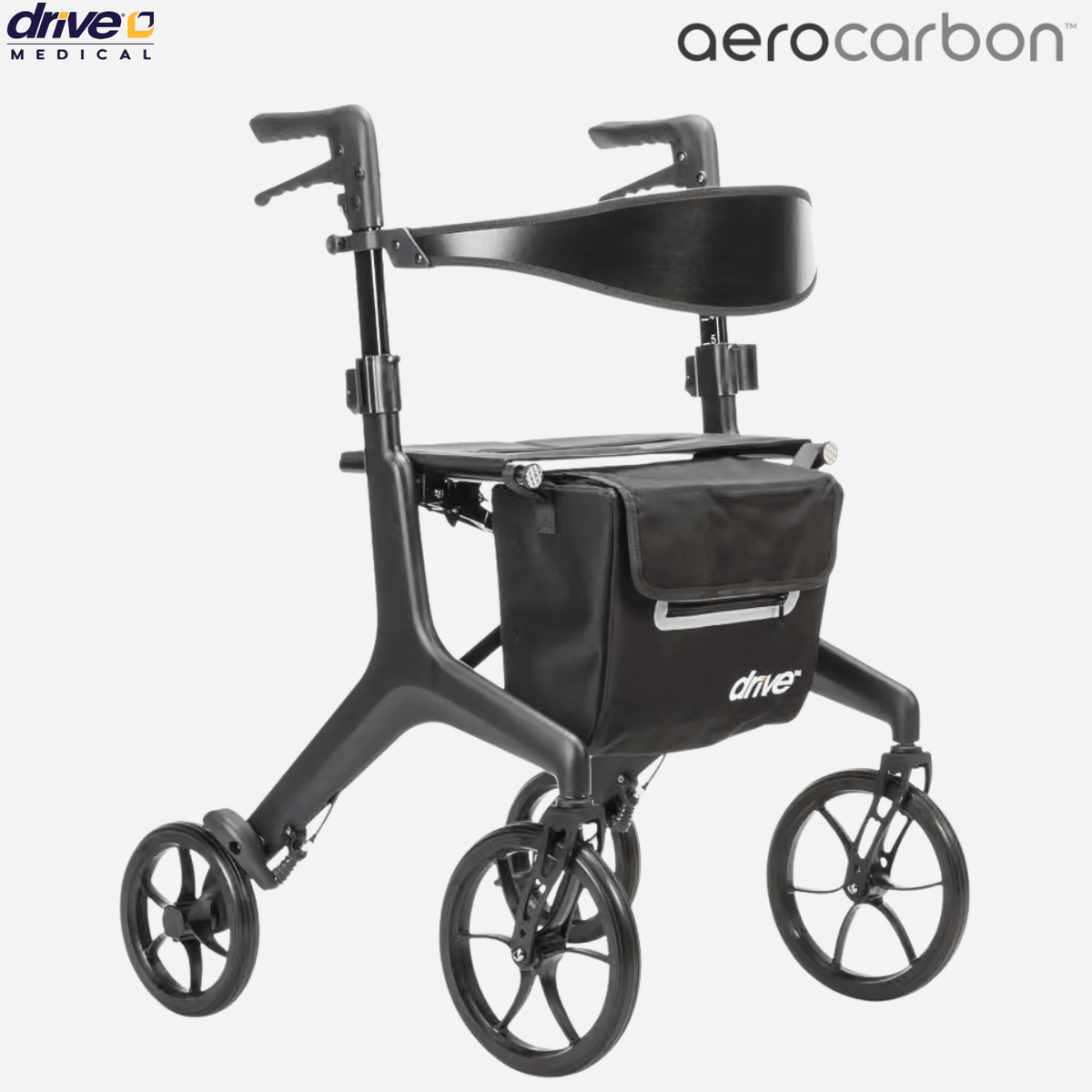 NEW! AeroCarbon™ Ultra-Lite Rollator, 11.5 lbs., 8"-9" Tires, 17.5” wide seat, 330 lbs. Cap, NEW! Drive Medical Aerowalk line