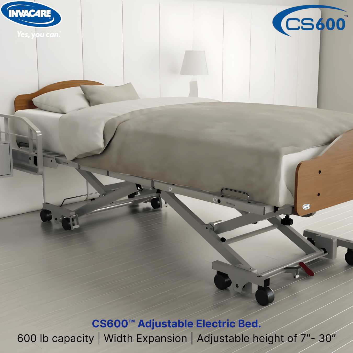 Invacare CS600™ Low Homecare Bed, Expandable width 36", 39" and 42" W by 80"L