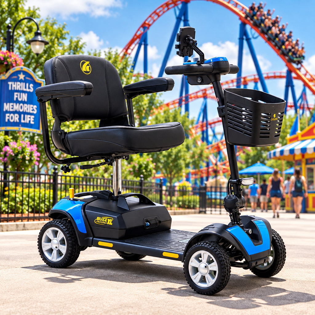 Golden Tech Buzzaround® XL 4-Wheel Mobility Scooter, 300 lb. Cap., 10 or 18 Mile Range, 37 lb. Heaviest Piece (GB124A-STD)