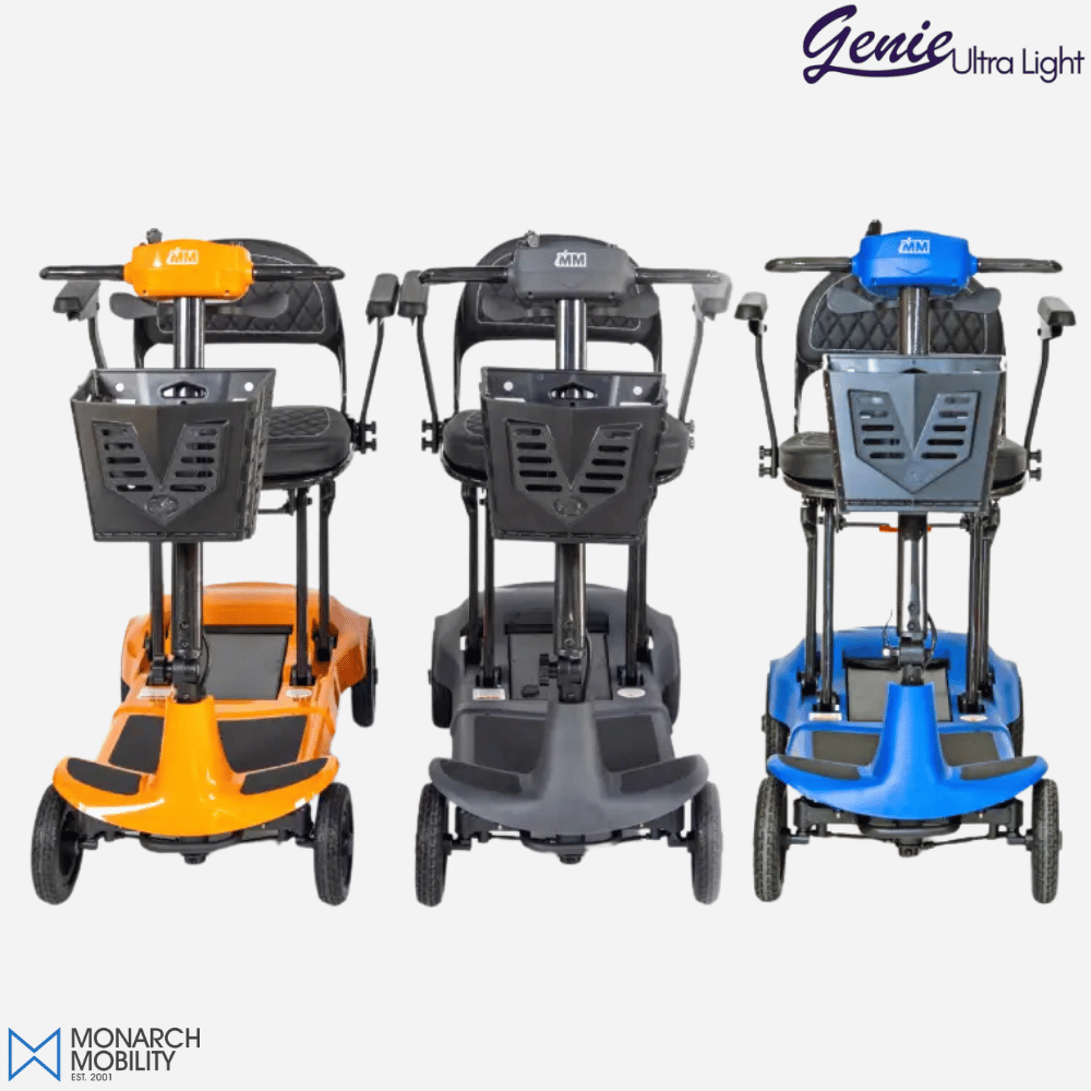 Monarch Mobility Genie Ultralight Folding Power Scooter, Folding Frame, 27 lbs, 275 lbs Cap., 9 Mile Range