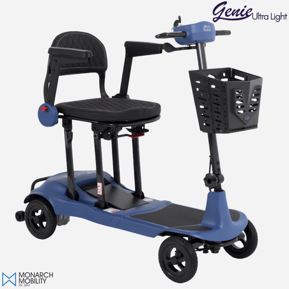 Monarch Mobility Genie Ultralight Folding Power Scooter, Folding Frame, 27 lbs, 275 lbs Cap., 9 Mile Range