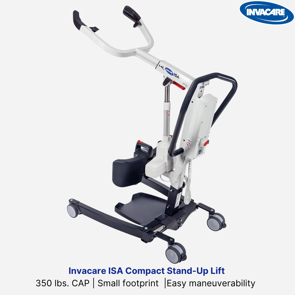 Invacare ISA Compact Power Stand-Up Lift, 350 lbs. Cap, Ergonomic hand grips