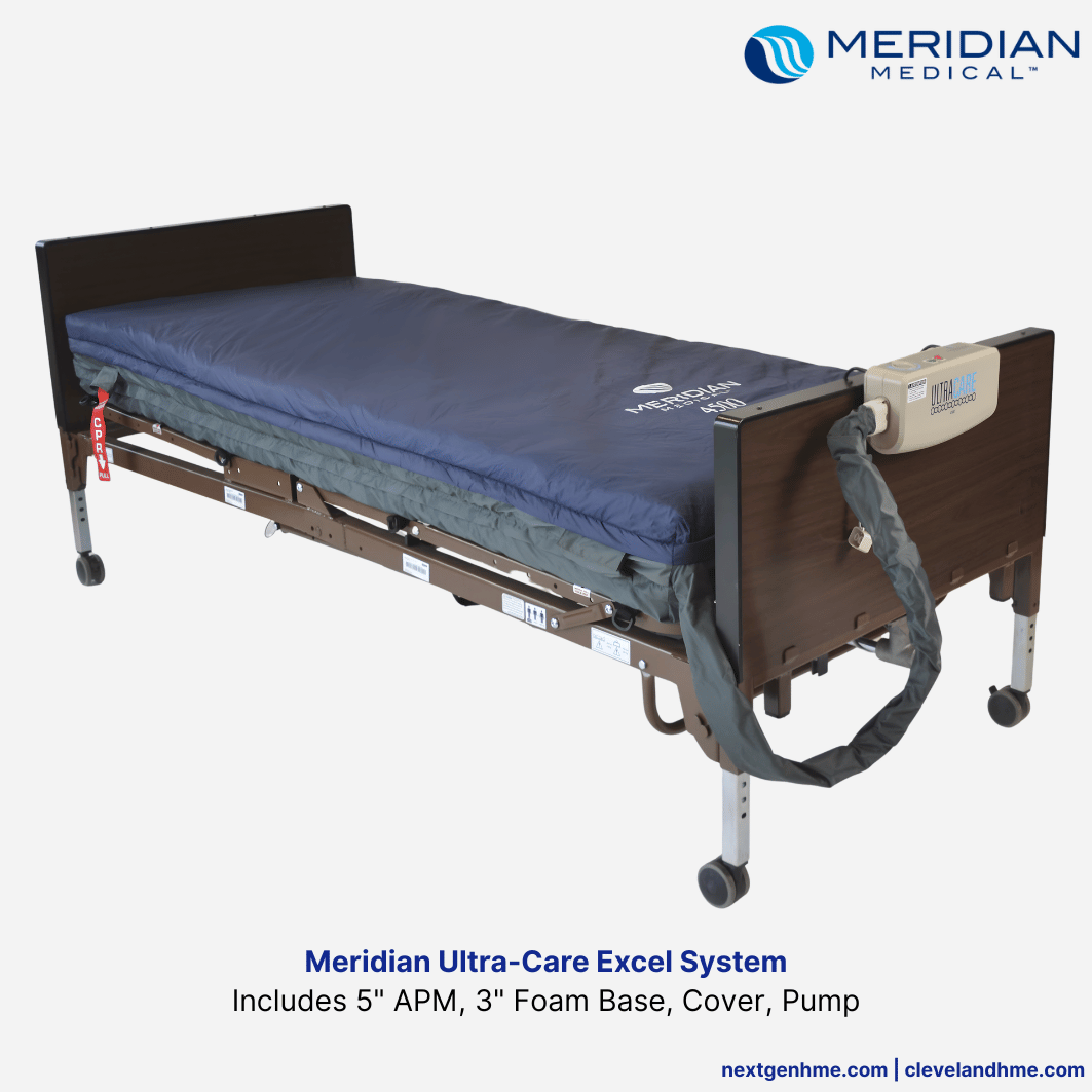 Meridian Ultra-Care Excel 4500 APM Mattress System, 5" Air Cells with 3" Foam Base, 8 LPM Pump, 325 LB Capacity