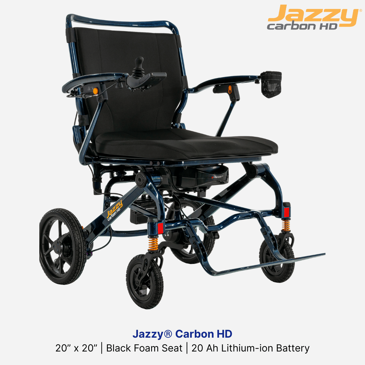 NEW! Pride Mobility Jazzy® Carbon HD,20” x 20” Black Foam Seat, 20 Ah Lithium-ion Battery