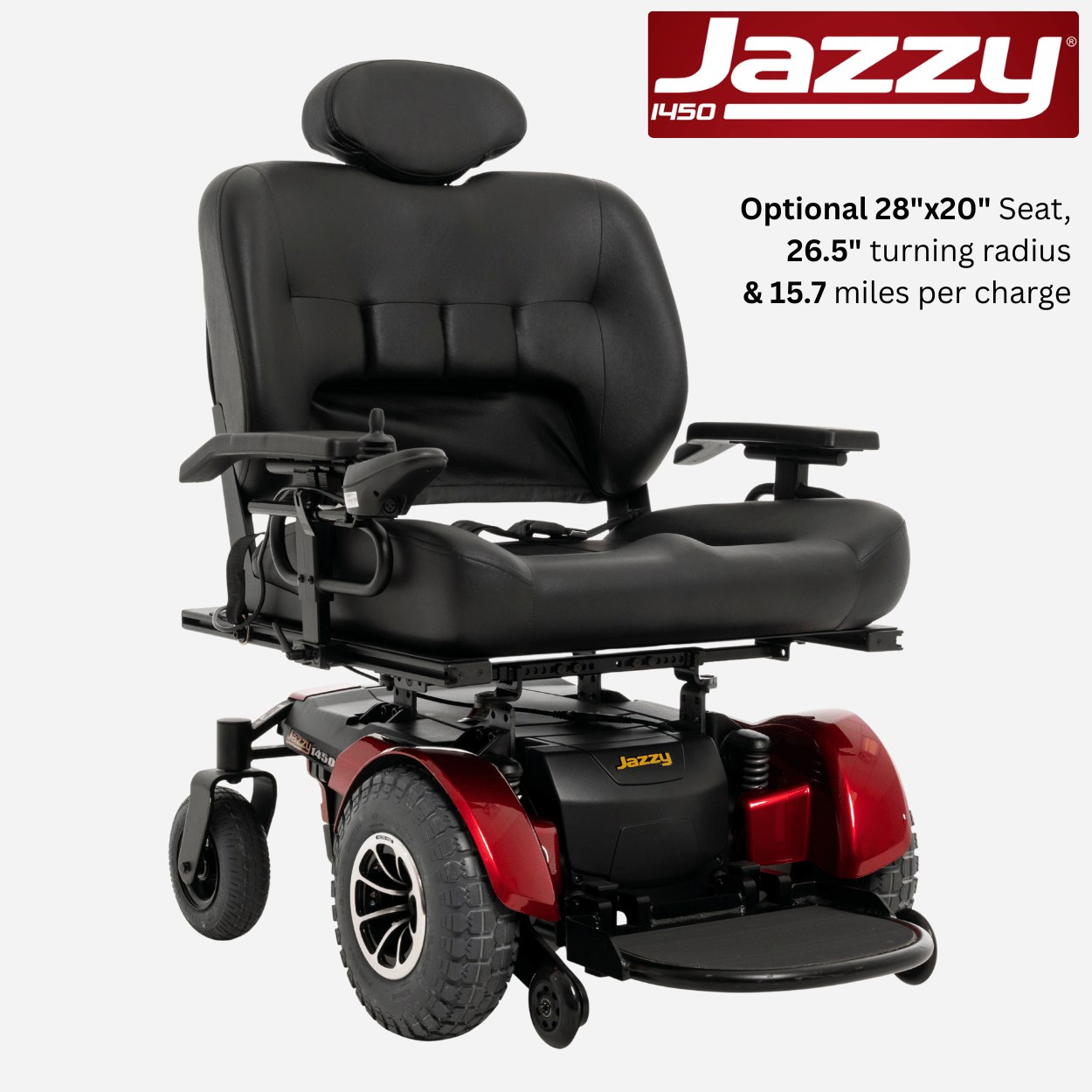 Pride®  Mobility Jazzy® 1450 Heavy Duty Power Wheelchair w/ Captain Seat, 600lbs Cap, 4.5 MPH, Tight Turn, Heavy Duty Design (J1450)