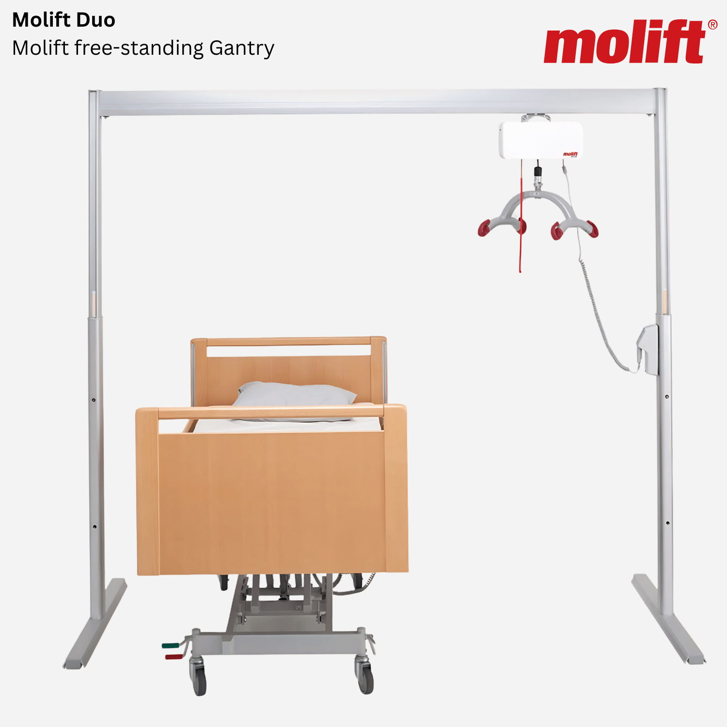 Molift Duo Freestanding Gantry System, Power Lift Transfer Solution w/ Frame, Bed-to-Chair, floor-to-Chair Transfers