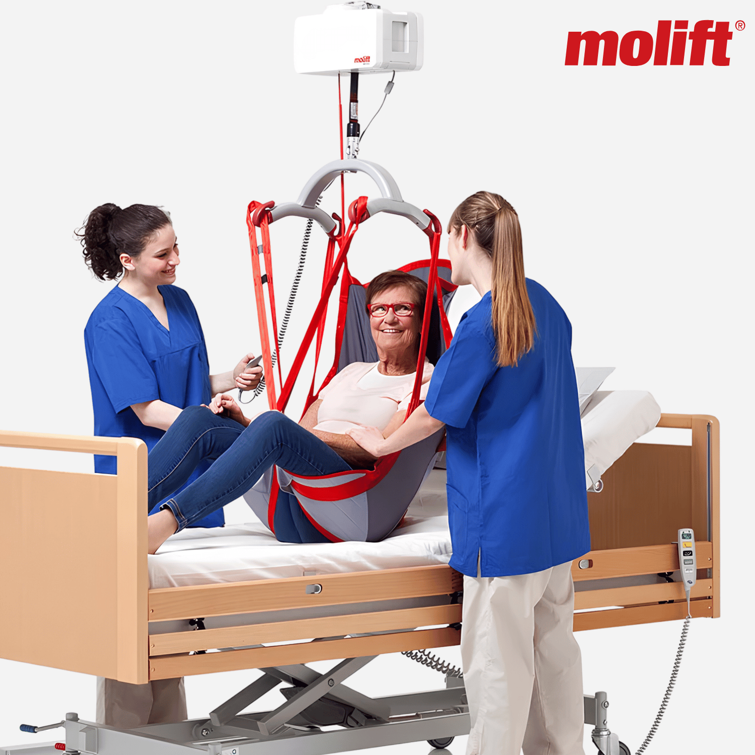 Molift Duo Freestanding Gantry System, Power Lift Transfer Solution w/ Frame, Bed-to-Chair, floor-to-Chair Transfers