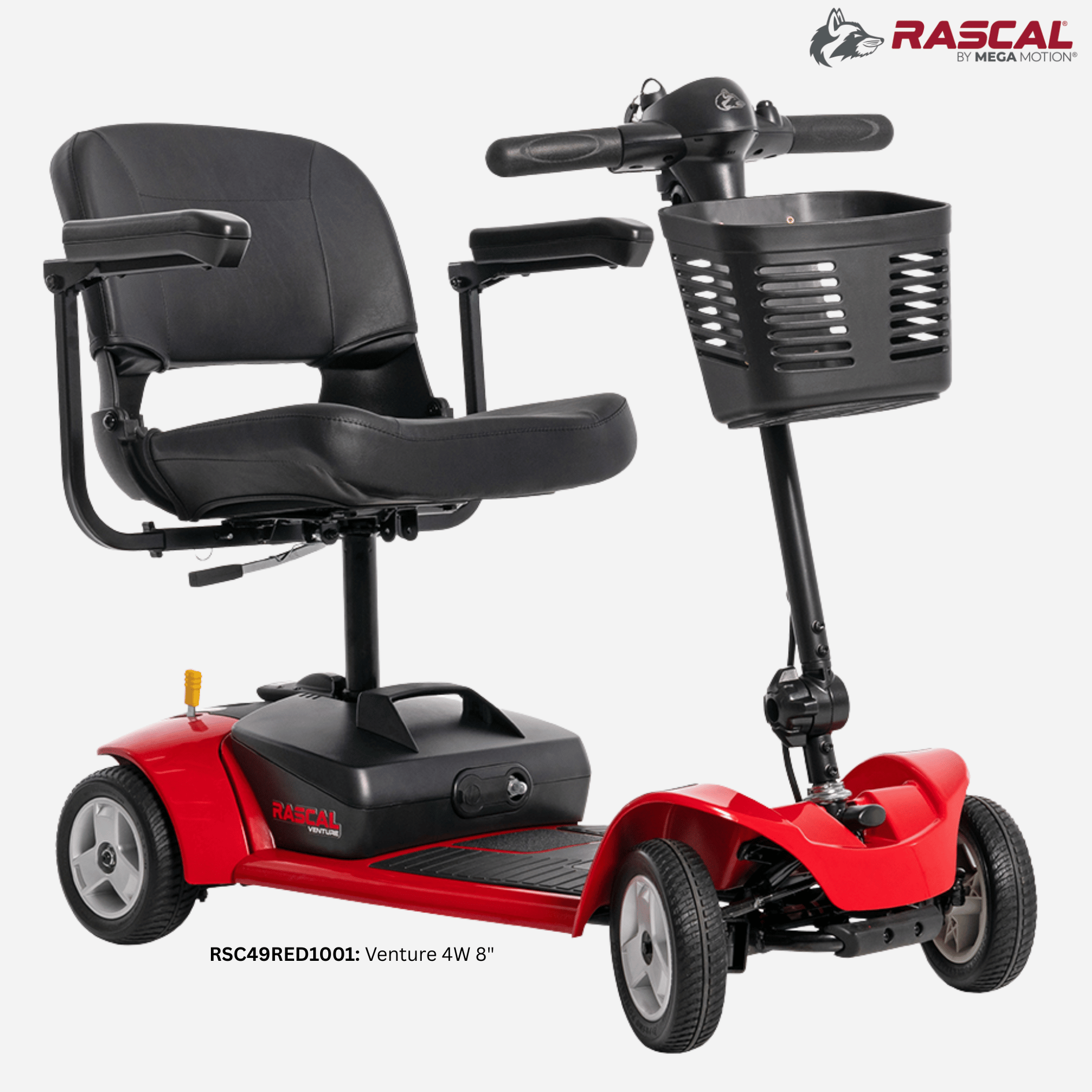 Rascal® Venture 4-Wheel Mobility Scooter, 300 lb Cap., 8 Mile Range, 8" Tires, Affordable (RSC49)