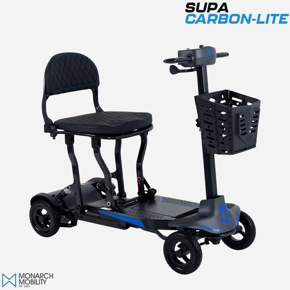 Monarch Mobility Supa Carbon Lite Folding Power Scooter, 29 lbs, Single Folding Frame, Auto Fold