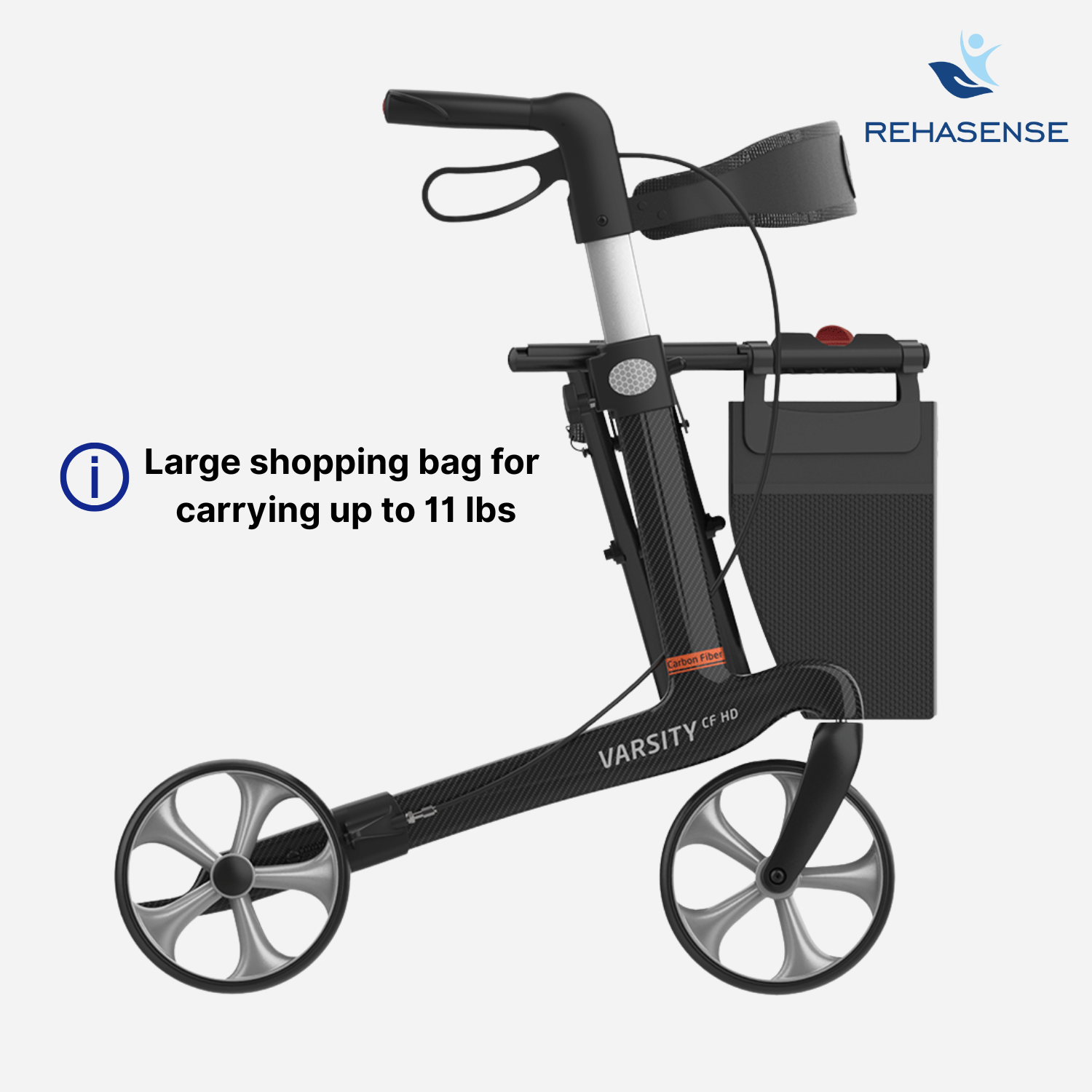 Rehasense Varsity Carbon Fiber Heavy Duty Premium Rollator - NextGen HME