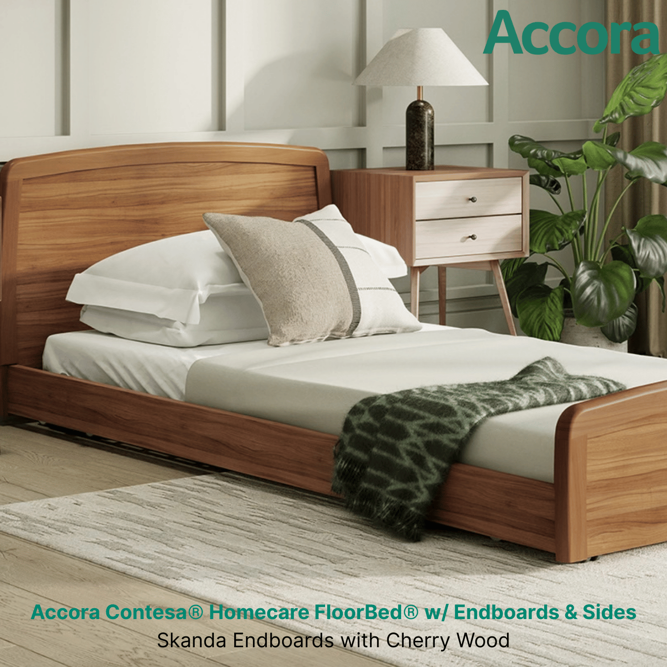 Accora Contesa® Homecare FloorBed®, 3.9" Low Height, Chair Position, Trendelenberg & Reverse Trendelenberg