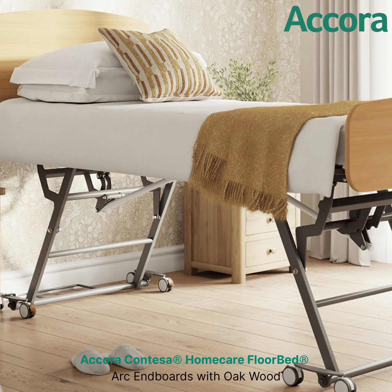 Accora Contesa® Homecare FloorBed®, 3.9" Low Height, Chair Position, Trendelenberg & Reverse Trendelenberg