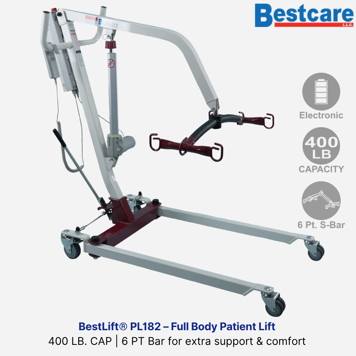 BestLift® PL182 Full Body Power Patient Lift, 400 lbs. Cap, Lift Range (25.6" - 69.5") Affordable, Under $2,000