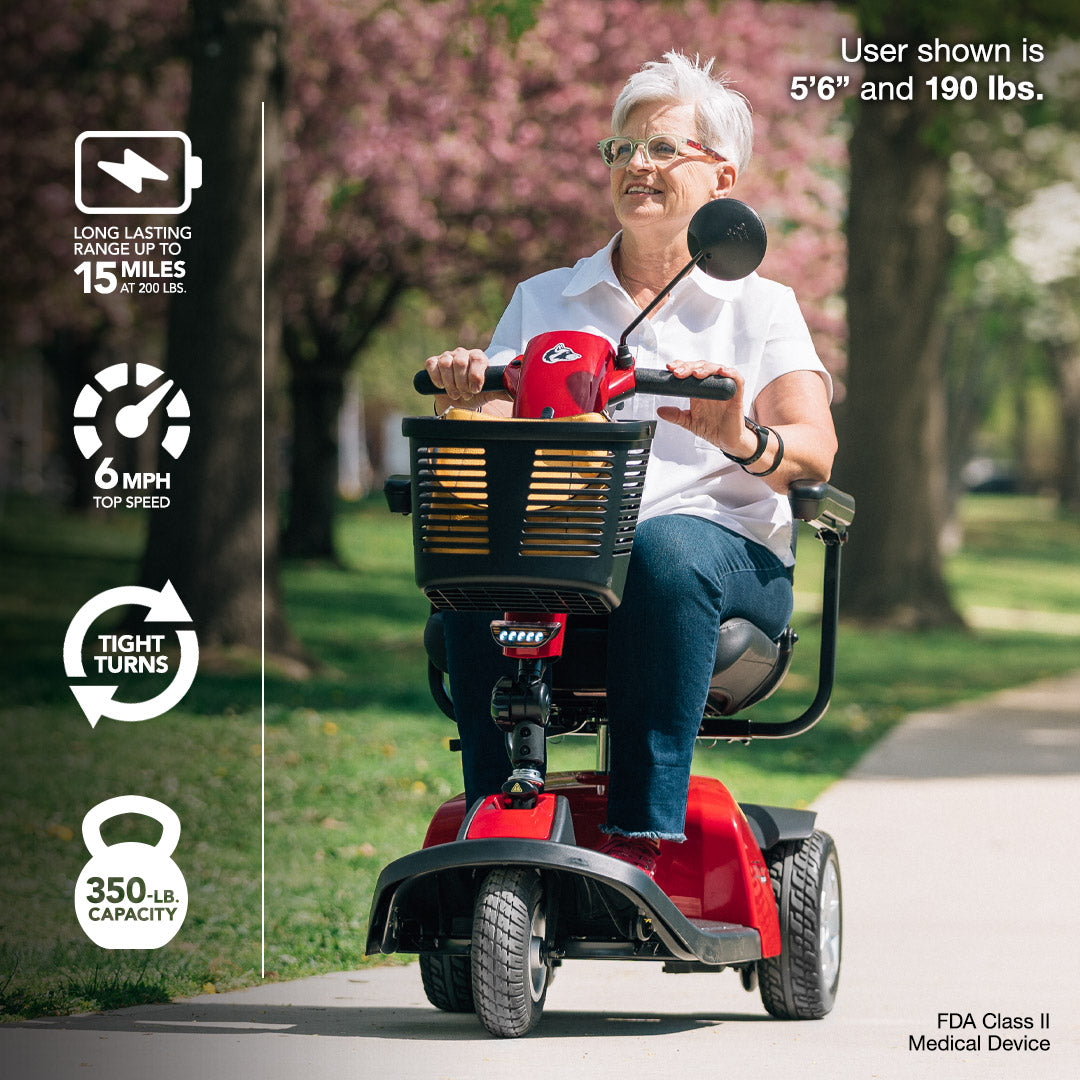 Rascal® Conquest 3-Wheel Mobility Scooter w/ 350 lbs Cap., 15 Mile Range, 10" Solid Tires, Affordable Midsize Scooter