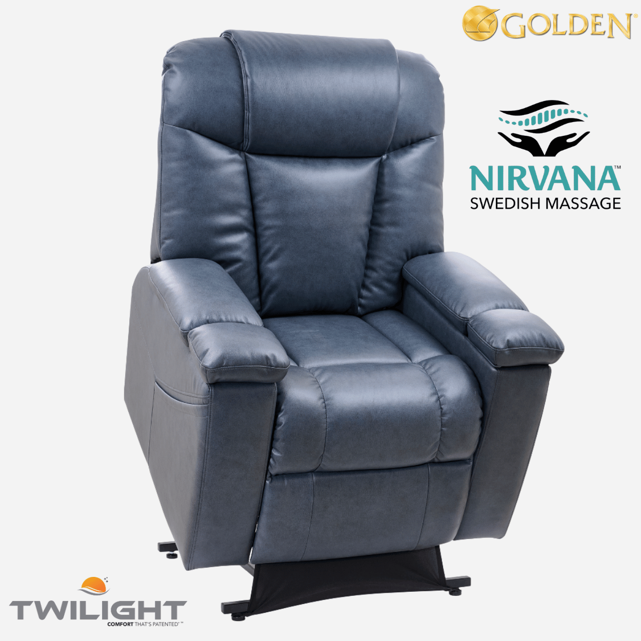 Golden Tech Rhea Lift Chair Recliner w/ Twilight Tilt & Nirvana Swedish Massage w/ Heatwave, Storage, Cup Holder, Phone Charger, Great Value (PR447)