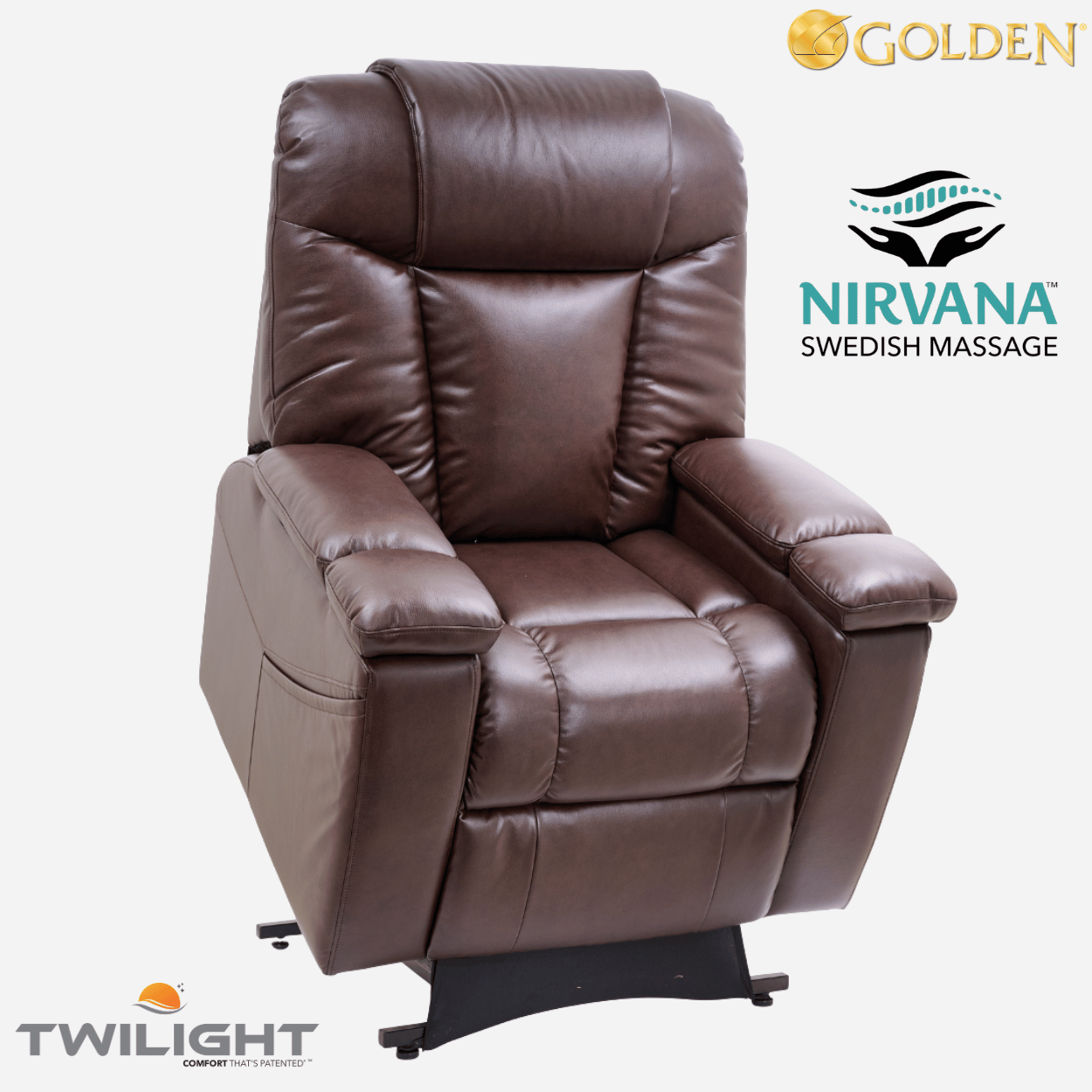 Golden Tech Rhea Lift Chair Recliner w/ Twilight Tilt & Nirvana Swedish Massage w/ Heatwave, Storage, Cup Holder, Phone Charger, Great Value (PR447)