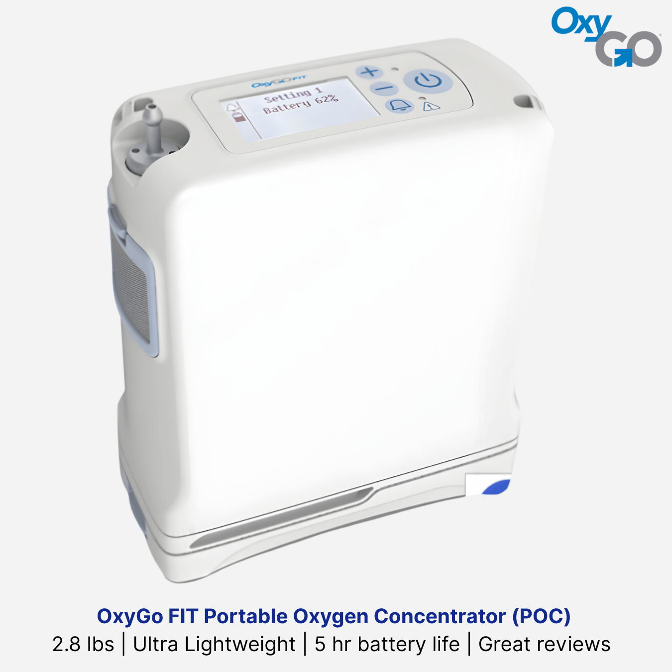 NEW! OxyGo FIT Portable Oxygen Concentrator (POC), 1-3 Pulse Dose, 2.8 lbs, 5hr Battery, up to 96% Pure O2, 3yr Replacement Warranty, Prescription Required*