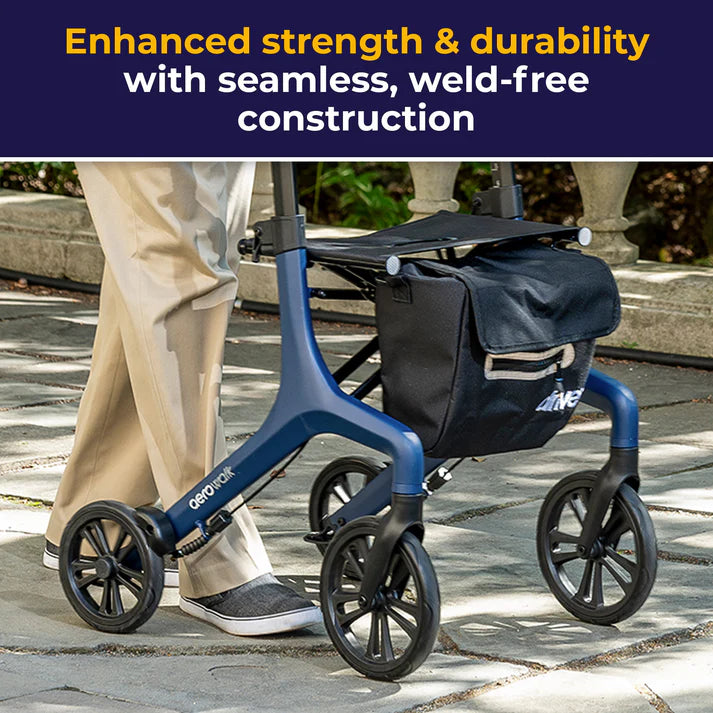 NEW! Drive Medical AeroWalk Ultra-Lite Rollator W/ Bag & Basket, 14.5 lbs, 330 lb. Cap,  Stylish Design, ,Best Seller!