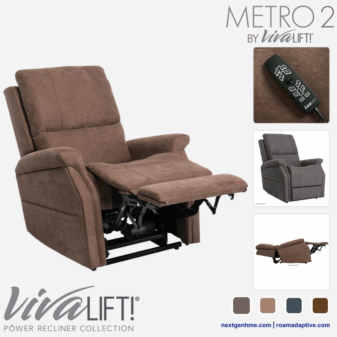 VivaLift! Metro 2 Power Lift Recliner with Power Headrest, Lumbar, and Independent back / feet movement