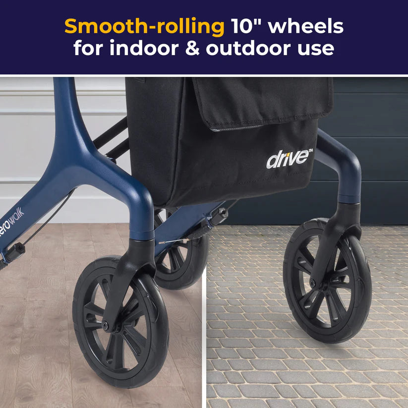 Drive AeroWalk Ultra-Lite Rollator with bag and basket, 14.5 lbs