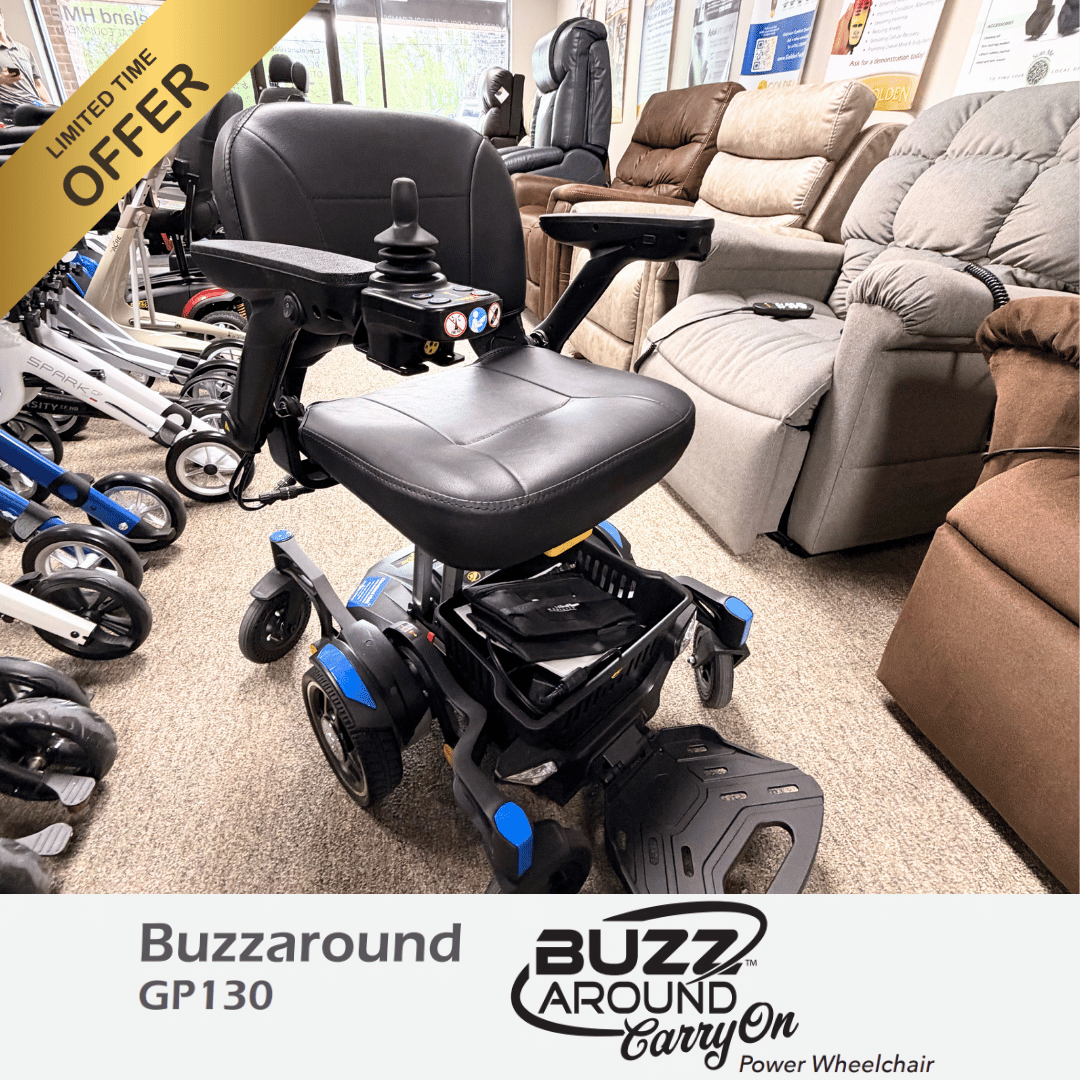 Golden Tech Buzzaround Carryon Folding Powerchair, OPEN BOX, Save $650, Full Warranty, Great Condition, 300 lbs. Cap, 12.5 Mile Range, 21" Turn Radius (GP130)